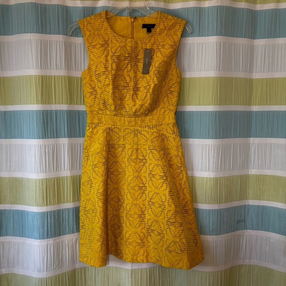 NWT J Crew Yellow Textured Eyelet Jacquard Dress Sz 00 - Picture 10 of 10